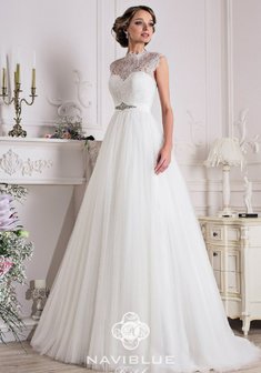 Свадебное платье B47015. А-силуэт, длинное со шлейфом.